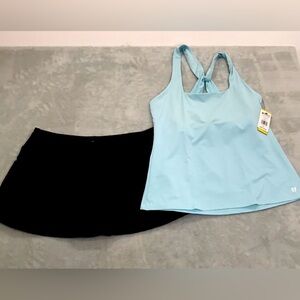 NWT EleVen by Venus Williams XL Crystal Blue Charm Tank and XL Black Fly Skirt
